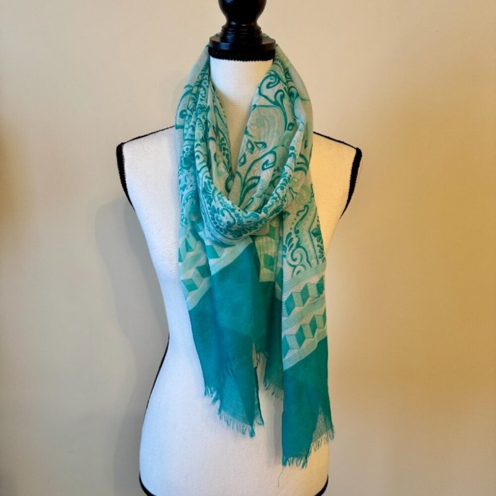 Charming Charlie Women's Turquoise Geometric Knit Scarf Neck Cruise Resort